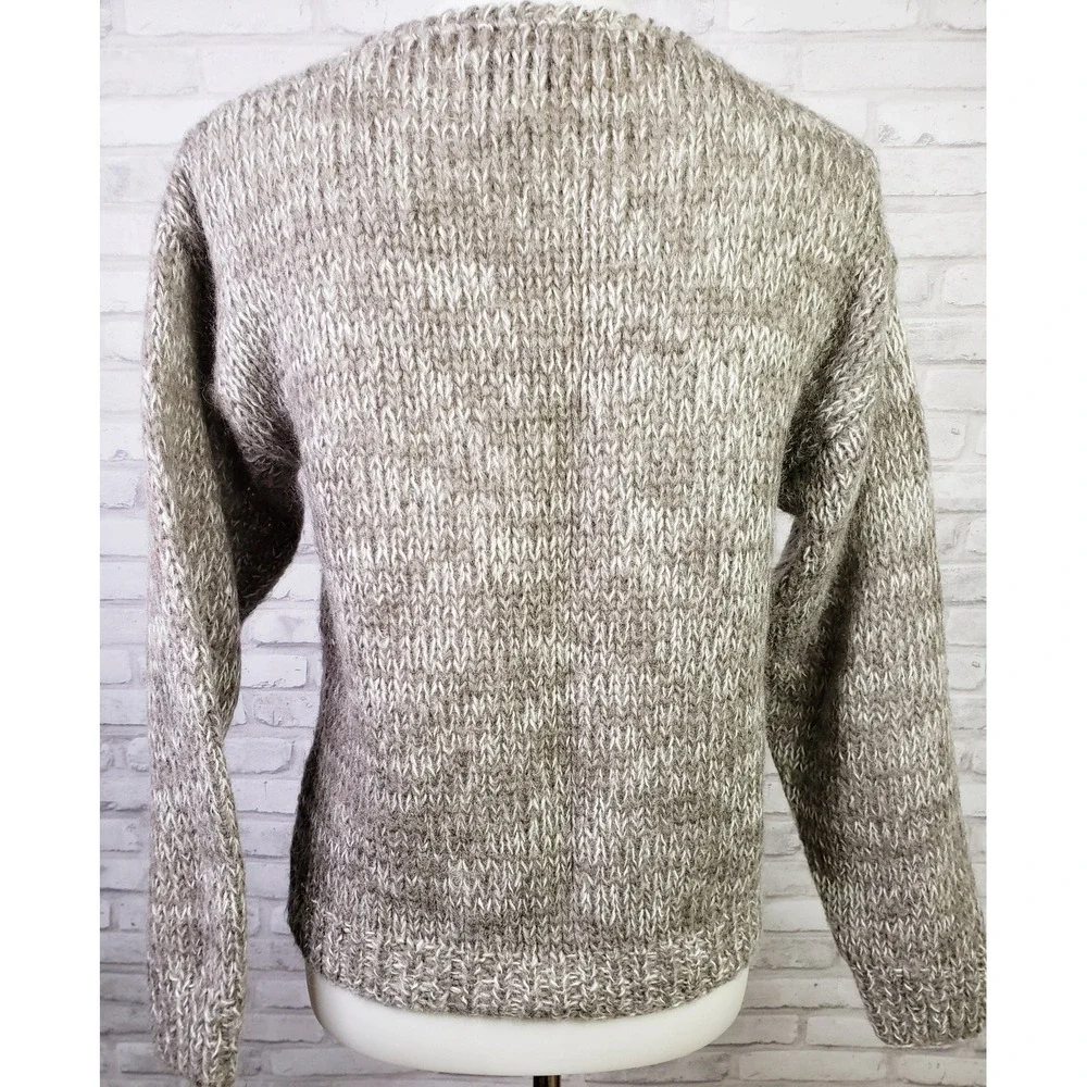 Vintage 1980s wool blend hand knit women's sweater quilt stars design - Small‎